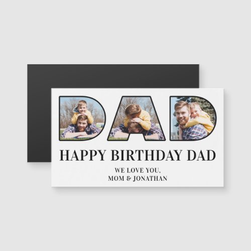 3 Photo Collage Happy Birthday Dad Magnetic Card