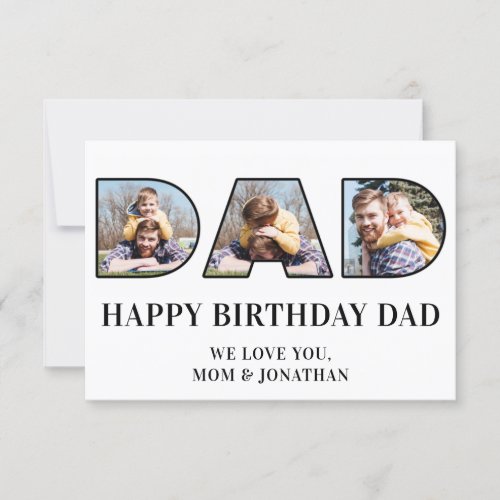 3 Photo Collage Happy Birthday Dad Photo Cutout Card
