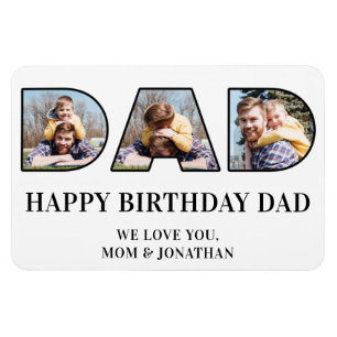 3 Photo Collage Happy Birthday Dad Photo Cutout Magnet