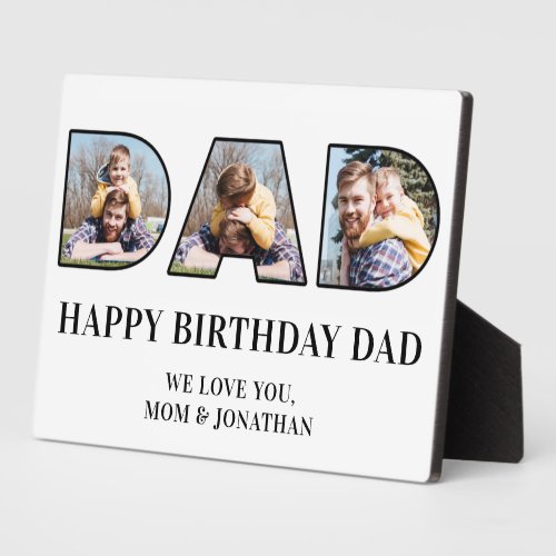 3 Photo Collage Happy Birthday Dad Photo Cutout Plaque