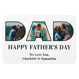 3 Photo Collage Happy Father's Day Photo Cutout Magnet