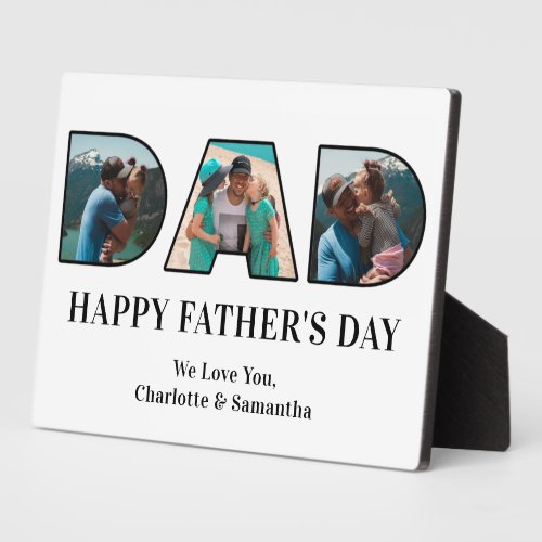 3 Photo Collage Happy Fathers Day Photo Cutout Plaque
