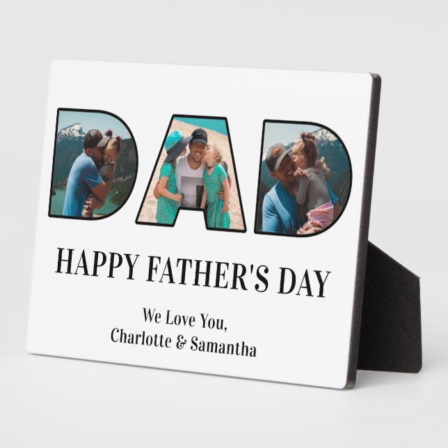 3 Photo Collage Happy Father's Day Photo Cutout Plaque (Side)