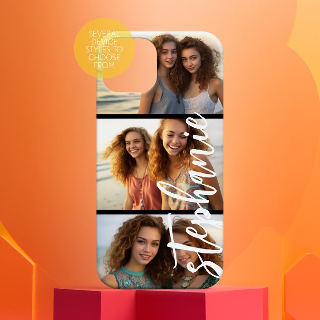 3 Photo Collage - Horizontal Pics with Custom Name Case-Mate iPhone Case (Personalized Case-Mate Phone Case - Choose Your Device and Add Photos or Completely Customize)