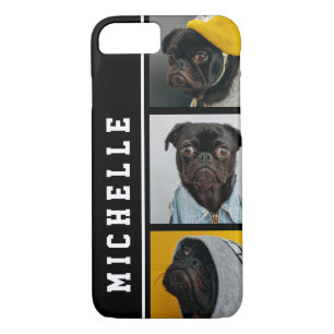 3 Photo Collage Instagram add your name iPhone 8/7 Case