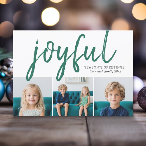 3 Photo Collage _ Joyful Seasons Greetings Holiday Card
