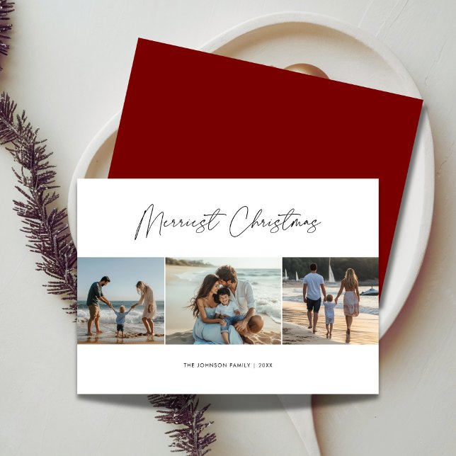3 Photo Collage Merriest Christmas Nautical Beach Holiday Card (Creator Uploaded)