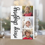 3 Photo Collage Minimal Rejoice Merry Christmas Holiday Card<br><div class="desc">Add three pics to make a modern and non-traditional look -- A merry and bright Christmas greeting with a rustic script calligraphy greeting. The back is an abstract coloring page pattern.</div>