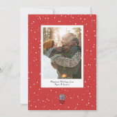 3 Photo Collage Minimalist Modern White Red Holiday Card (Back)