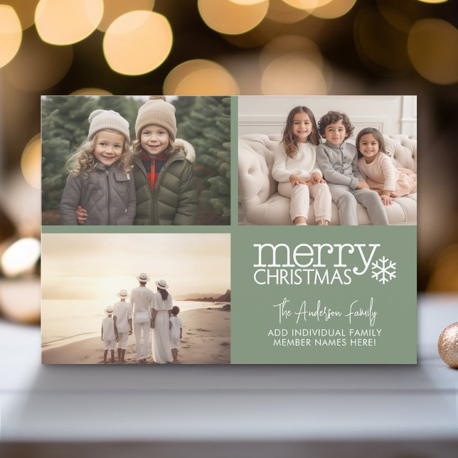 3 Photo Collage - Modern Merry Christmas Polka Dot Holiday Card (Modern Holiday Greeting Card with a Family Photo)