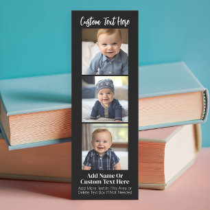 3 Photo Collage - Modern Minimal Black White Bookmarks