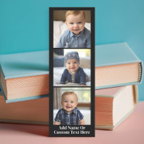 3 Photo Collage - Modern Minimal Black White Bookmarks
