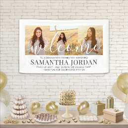 3 Photo Collage Modern Script Graduation Welcome Banner