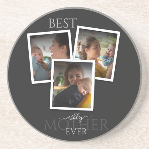3 Photo Collage Mom Family Memorable Mothers Day Coaster