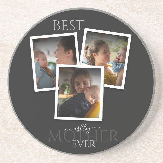 3 Photo Collage Mom Family Memorable Mother's Day Coaster (Front)