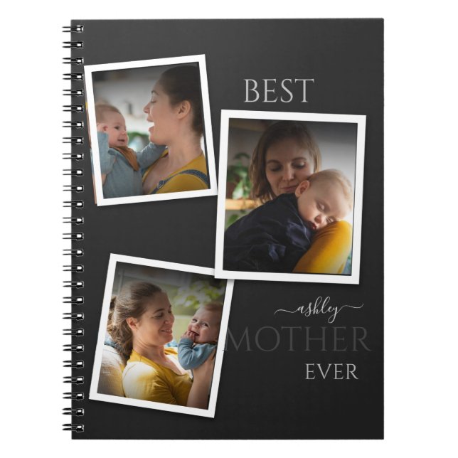 3 Photo Collage Mom Family Memorable Mother's Day Notebook (Front)