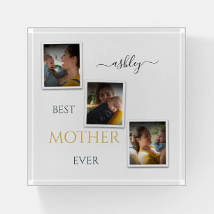 3 Photo Collage Mom Family Memorable Mother's Day Paperweight