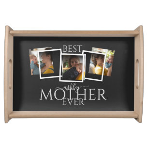 3 Photo Collage Mom Family Memorable Mother's Day Serving Tray