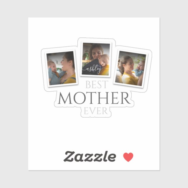 3 Photo Collage Mom Family Memorable Mother's Day Sticker (Sheet)
