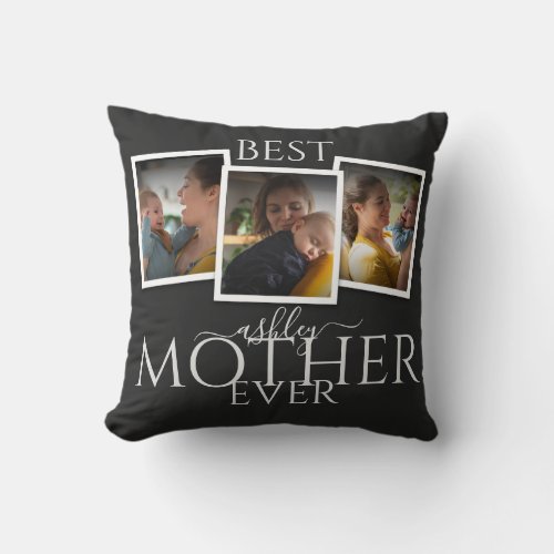 3 Photo Collage Mom Family Memorable Mothers Day Throw Pillow