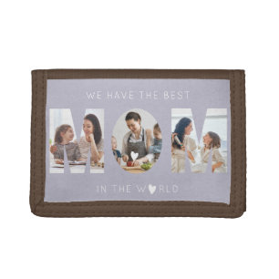 3 photo collage mom tri-fold wallet