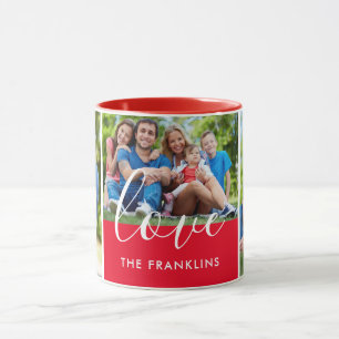 3 Photo Collage Personalised Family Name Mug