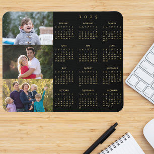 3 Photo Collage Personalized Family 2025 Calendar Mouse Pad