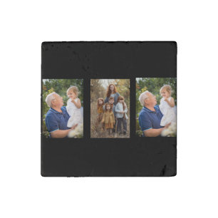 3 Photo Collage Personalized Stone Magnet