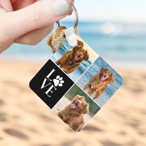 3 Photo Collage Pet Custom Love Dog Lover Keychain