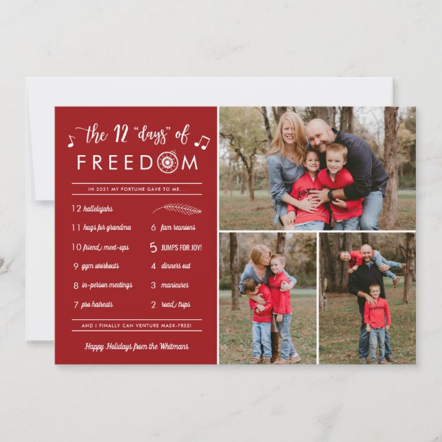 3 Photo Collage Post Covid Funny Christmas Holiday Card (Front)