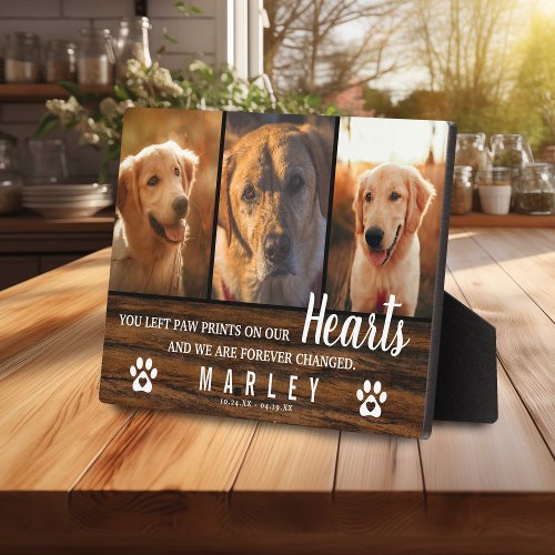 3 Photo Collage Rustic Pet Loss Memorial Plaque