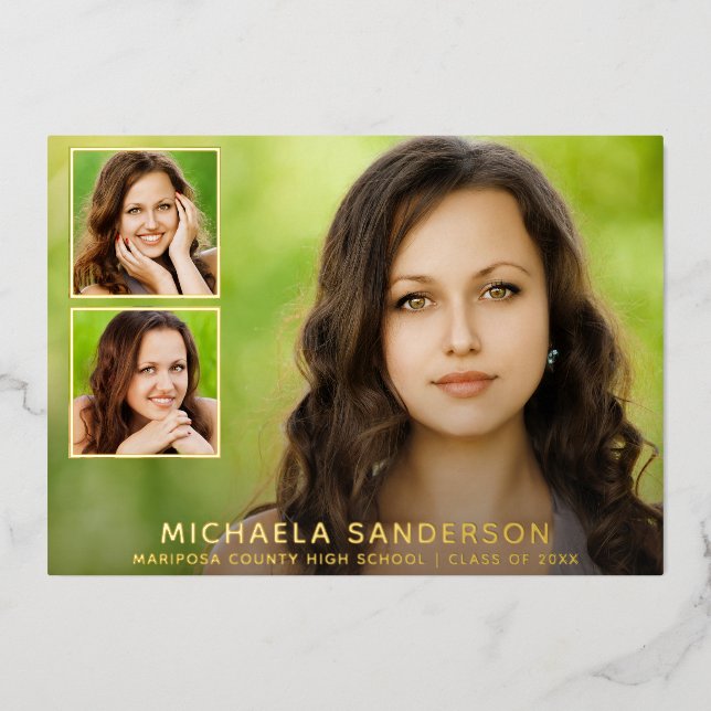 3 Photo Collage School Graduation Announcement (Front)