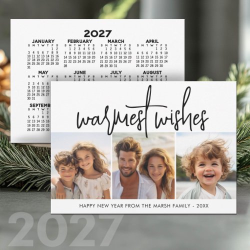 3 Photo Collage Script - 2027 Calendar HNY Holiday Card