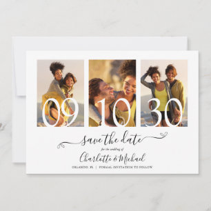 3 Photo Collage Signature Script Wedding Save The Date