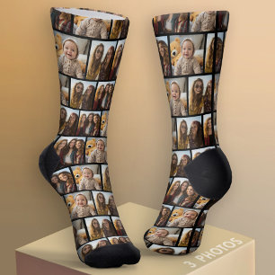 3 Photo Collage - Staggered Pattern - Black Socks
