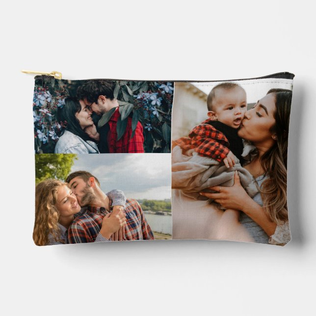 3 Photo Collage Template Personalized Accessory Pouch (Front)