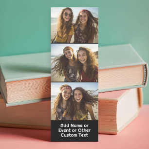 3 Photo Collage - Text Box - Modern Black White Bookmarks