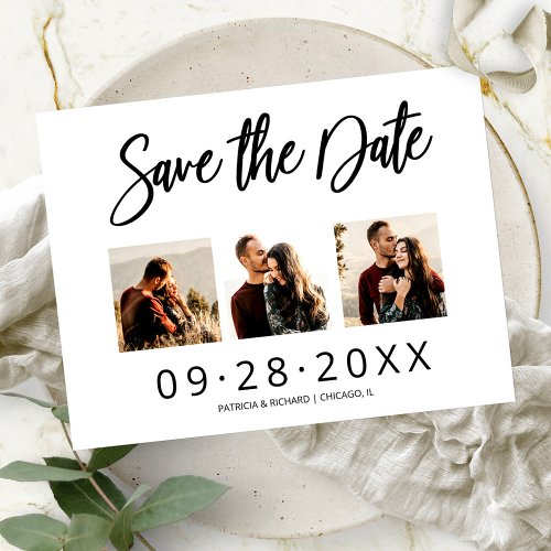 3 Photo Collage Wedding Save The Date 