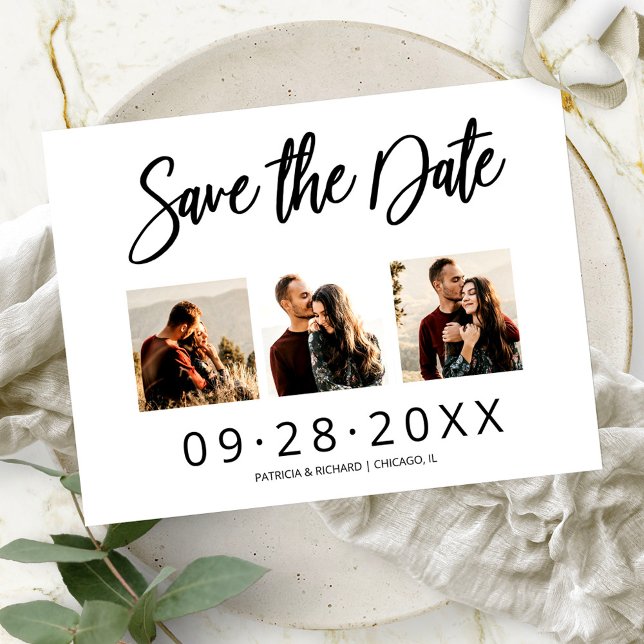 3 Photo Collage Wedding Save The Date  (Creator Uploaded)