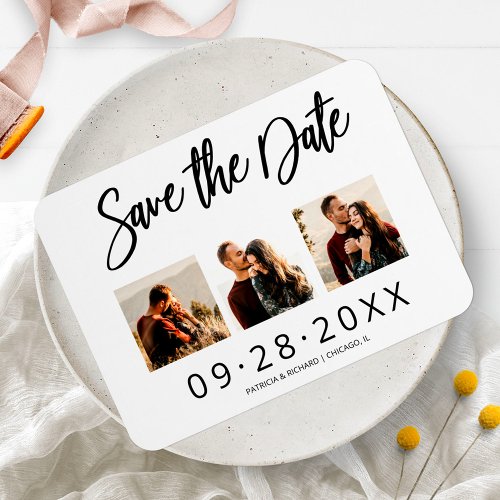 3 Photo Collage Wedding Save The Date  Magnet