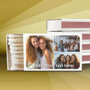 3 Photo Collage with 1 Line of Text Matchboxes