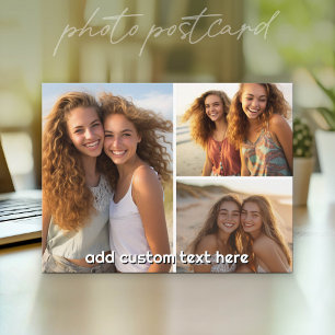 3 Photo Collage with 1 Line of Text Postcard