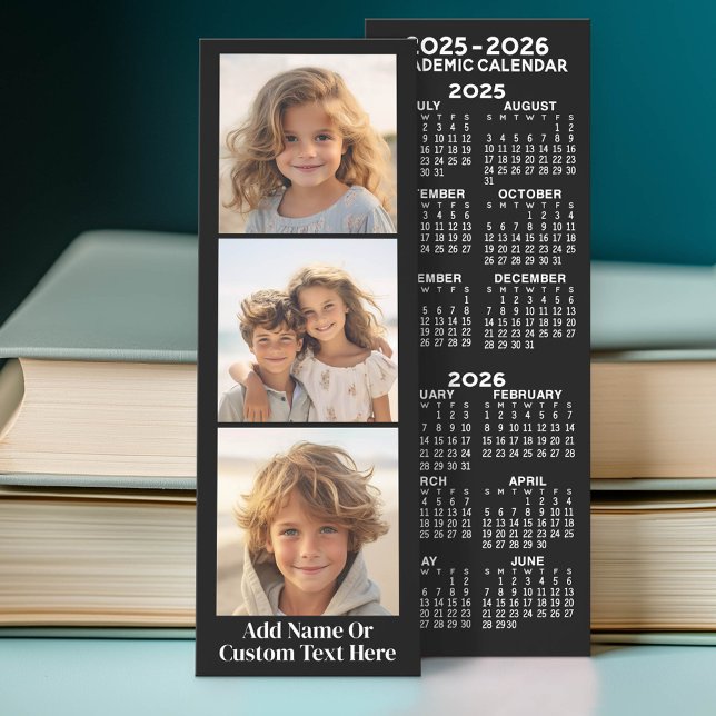 3 Photo Collage with Academic School Calendar Bookmarks (Custom School Calendar Bookmark)