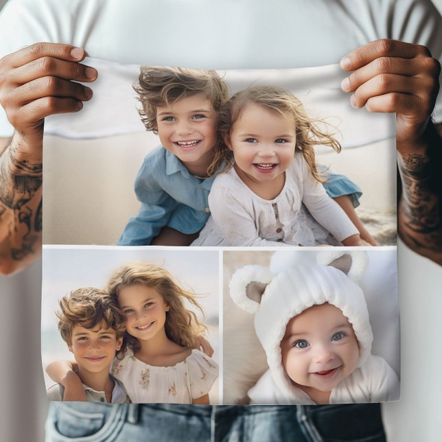 3 Photo Collage with background in white Bandana (Custom Photo Bandana)