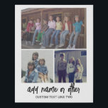 3 Photo Collage with Script Text - black white Faux Canvas Print<br><div class="desc">A fun way to capture memories and share them with friends. Add a horizontal photo,  2 square photos and your favorite caption to make a cool gift for friends.</div>