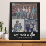 3 Photo Collage with Script Text - black white Faux Canvas Print<br><div class="desc">A fun way to capture memories and share them with friends. Add a horizontal photo,  2 square photos and your favorite caption to make a cool gift for friends.</div>