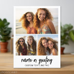 3 Photo Collage with Script Text - black white Postcard<br><div class="desc">A fun way to capture memories and share them with friends. Add a horizontal photo,  2 square photos and your favorite caption to make a cool gift for friends.</div>