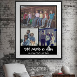 3 Photo Collage with Script Text - black white Poster<br><div class="desc">A fun way to capture memories and share them with friends. Add a horizontal photo, 2 square photos and your favorite caption to make a cool gift for friends.</div>