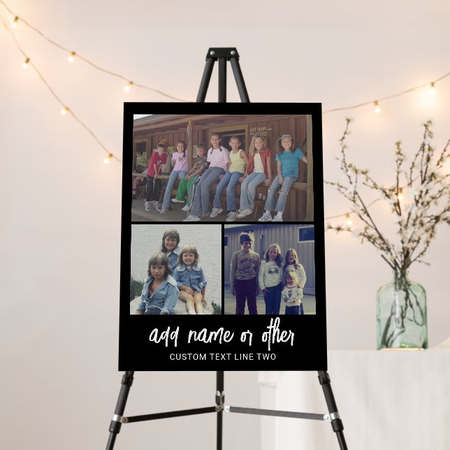 3 Photo Collage with Script Text - Sign Foam Board (In Situ (Stand))