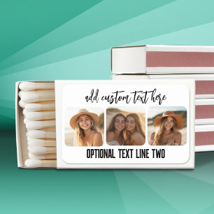 3 Photo Collage with trendy bounce script Matchboxes